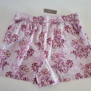 J. Crew Women's Cotton Poplin Boxer Short in Pink w/ Flowers NWT Sz L #BD196